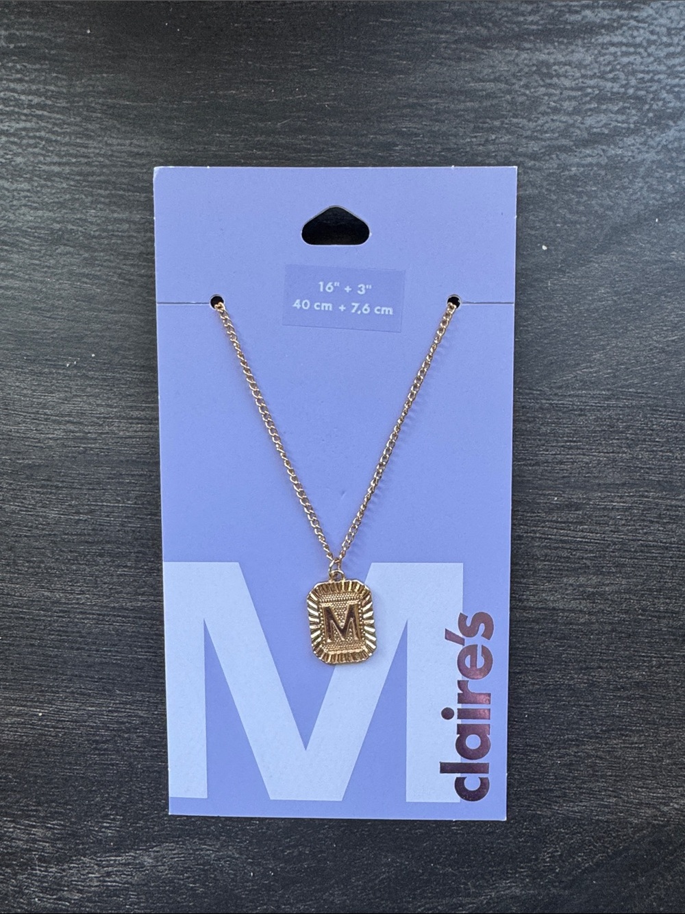Claire's Gold 'M' Pendant Necklace on Chain